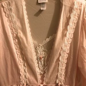 Peignoir Adonna 2pc set pink with white lace